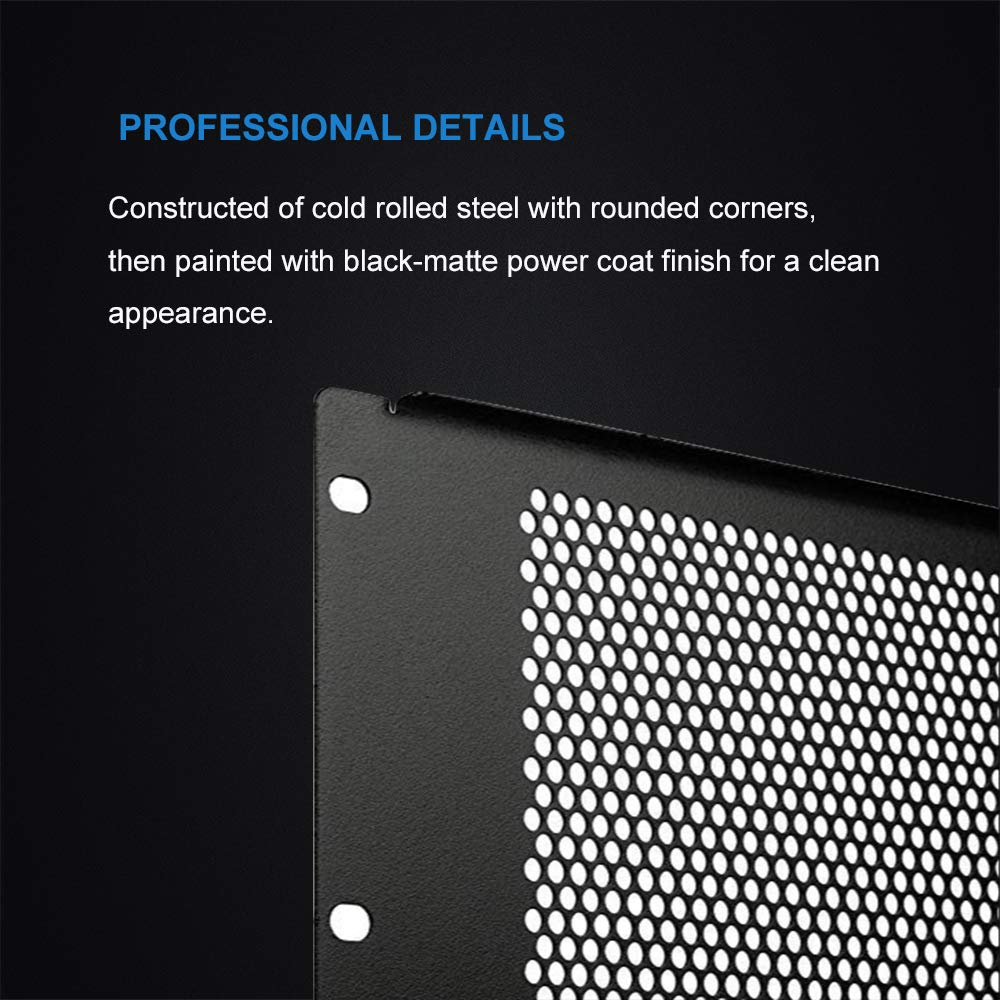 KENUCO Blank Rack Mount Panel Spacer with Venting for 19-Inch Server Network Rack Enclosure Or Cabinet Black