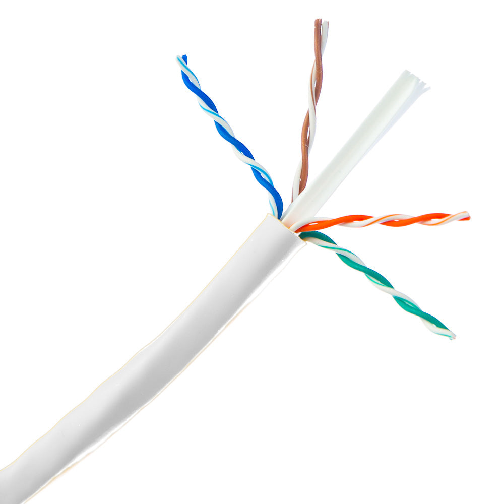 1000 ft Cat6e UTP Solid Cable – White, 600 MHz