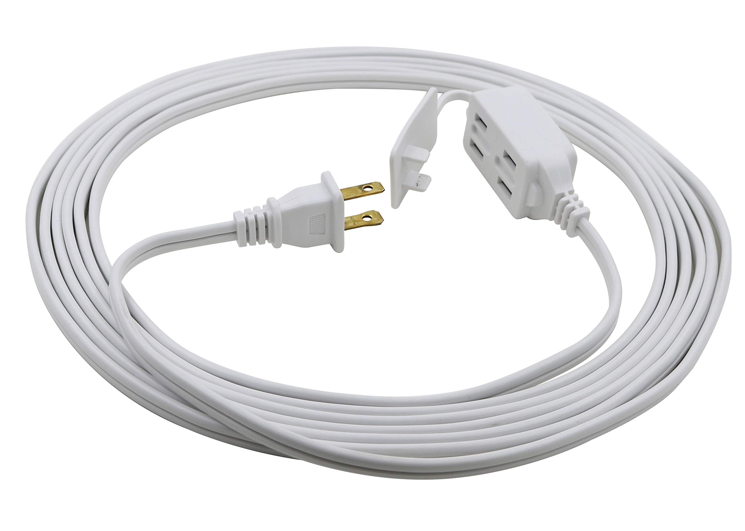 12 ft 3‑Outlet Extension Cord, White 16 AWG/2