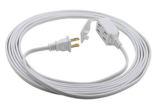 12 ft 3‑Outlet Extension Cord, White 16 AWG/2