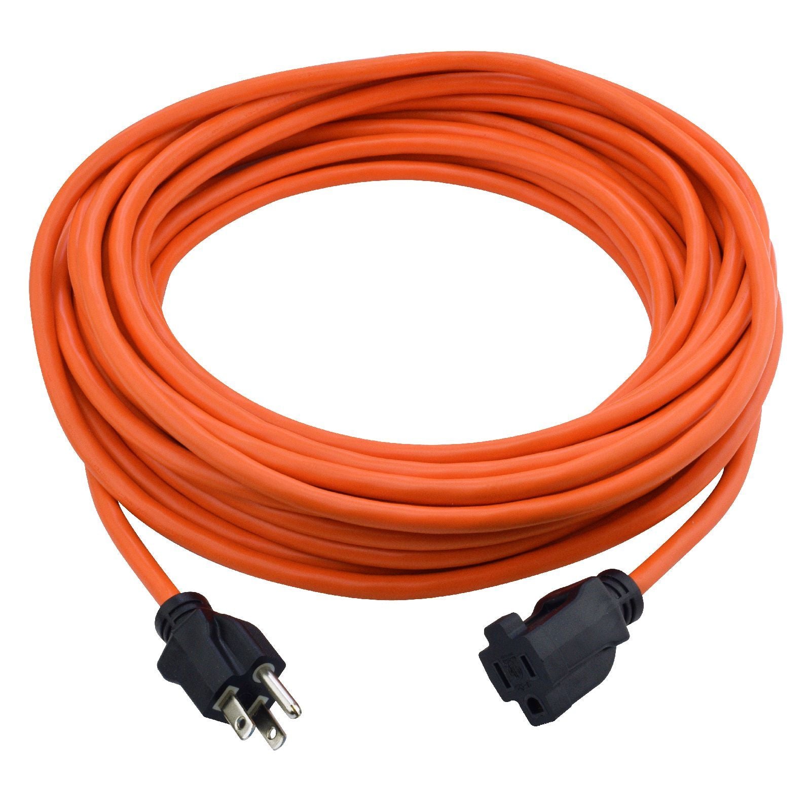 50 ft Extension Cord 16/3 SJTW, Orange with Black Plug