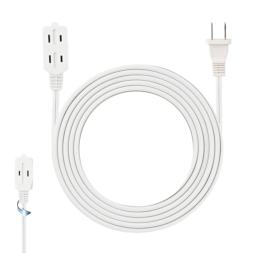 9 ft 3‑Outlet Extension Cord, White 16 AWG/2