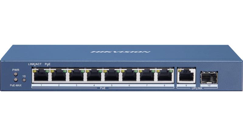 Hikvision DS‑3E0510P‑E/M 8‑Port PoE Switch + 2 Uplink