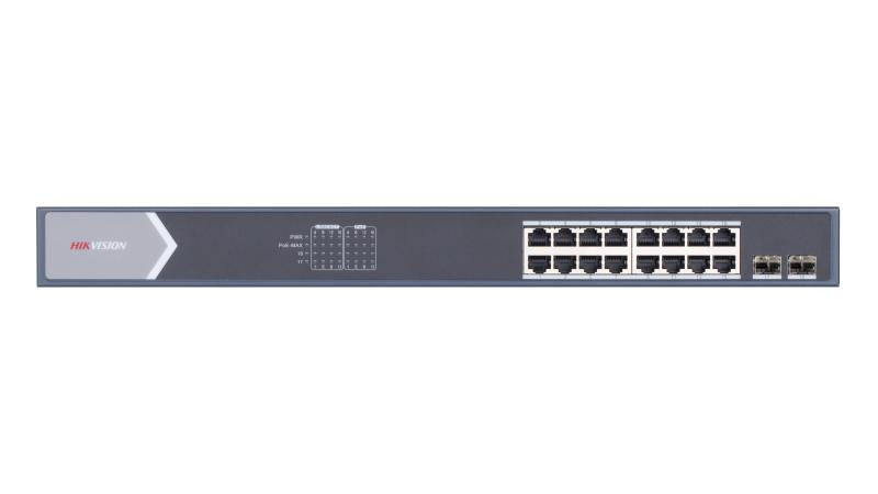 Hikvision DS‑3E0518P‑E/M 16‑Port PoE Switch + 2 Uplink