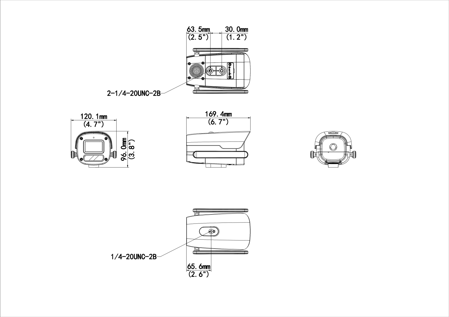 Camera dimensions 169.4 x 120.1 x 96 mm