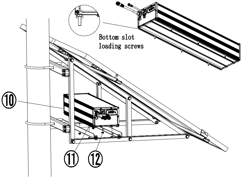 Battery slides into sheltered tray under panels
