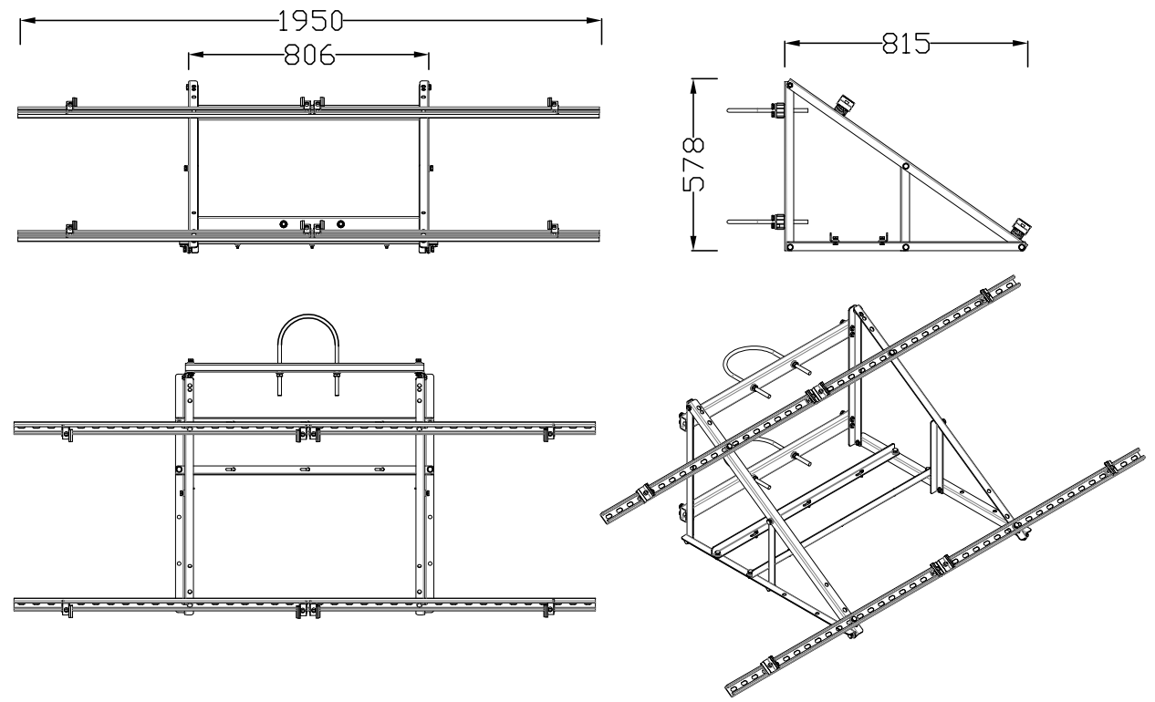 Bracket dimensions 1950 x 815 x 578 mm