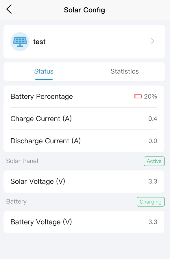 UNV-Link app: live solar and battery status