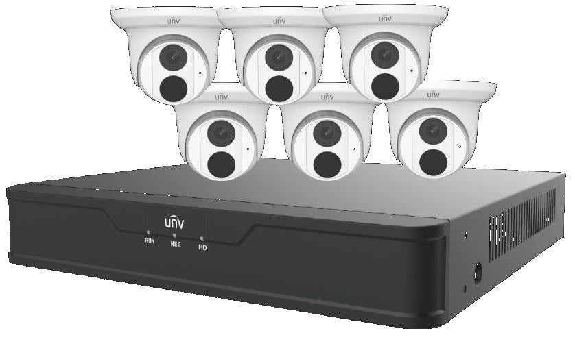 Uniview EK-S31P8T46T2-V3 8-channel 4K IP surveillance kit with 6 × 4MP turret cameras and NVR