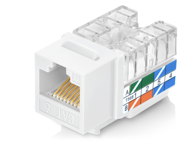 Cat6 RJ45 110-type keystone jack, white, T568A/B color-coded
