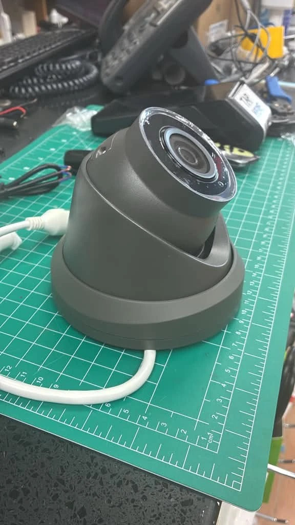 NC228-XDU Grey 8MP 4K IR turret camera - side with pigtail