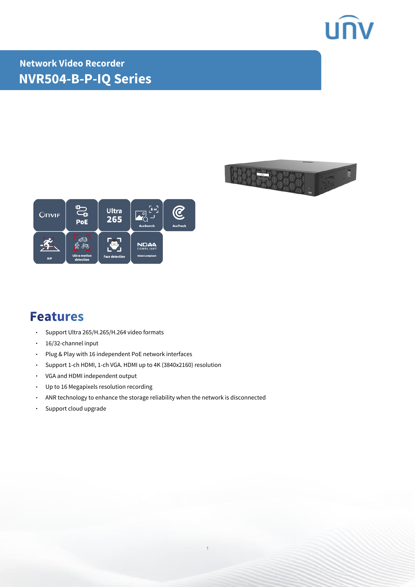 NVR504-32B-P16-IQ 32-Channel PoE 4K NVR (4-HDD)