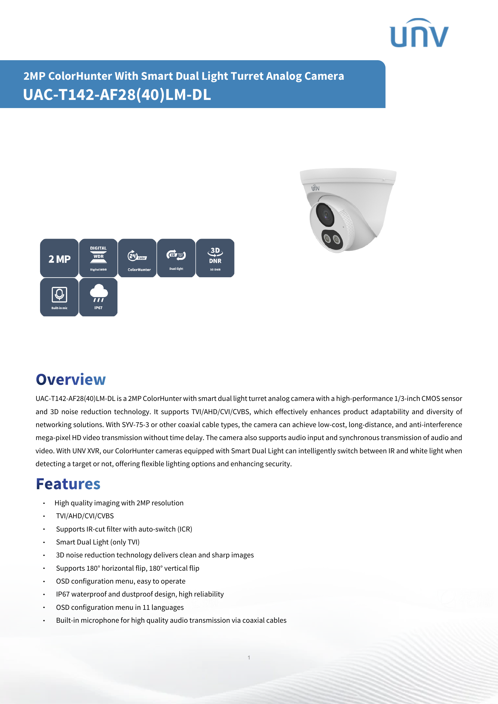 UAC-T142-AF28M-DL LightHunter Turret Dual-Light 2MP