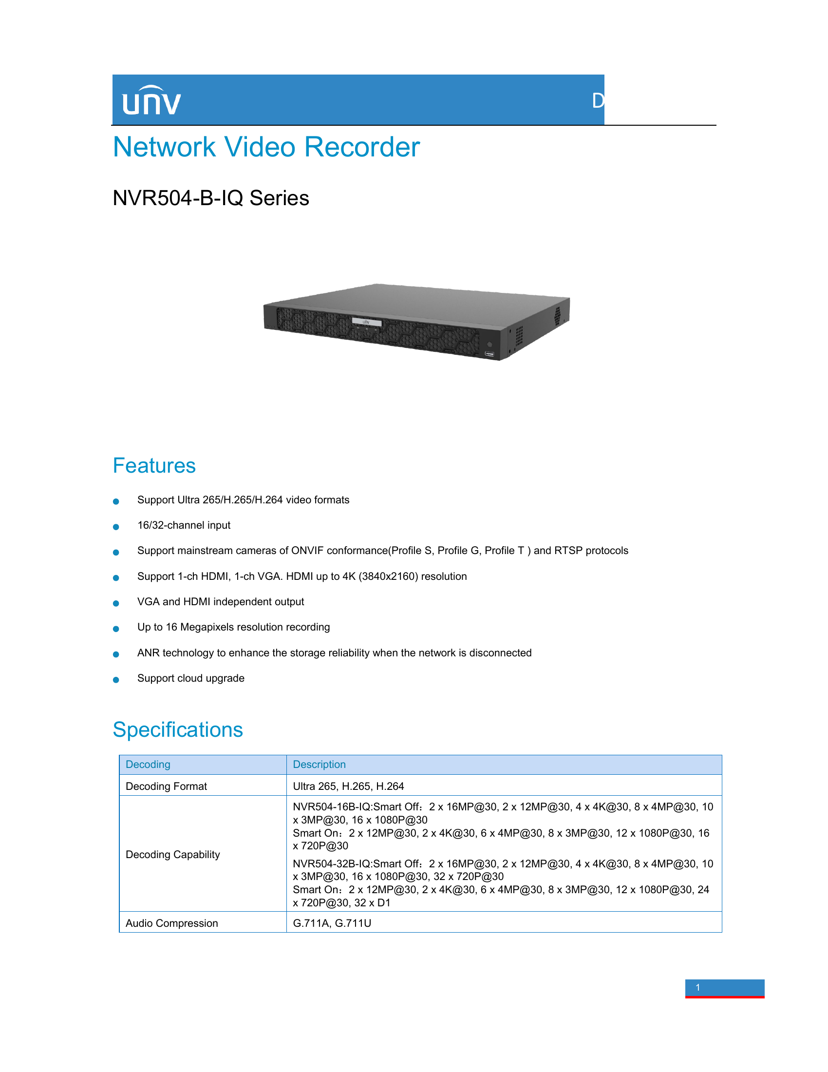 NVR504-32B-IQ 32-Channel Intelligent 4K NVR (4-HDD)