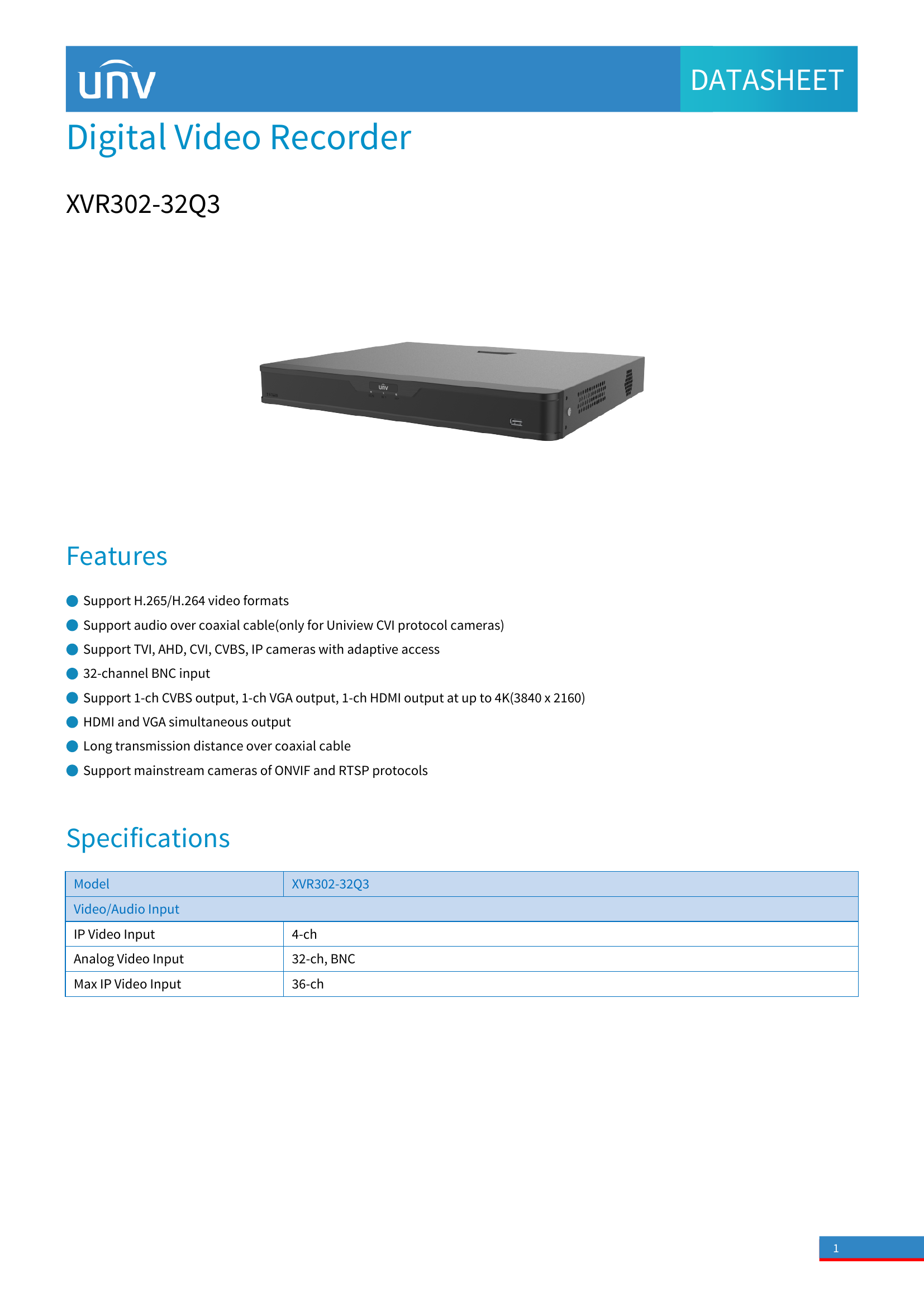 XVR302‑32Q3 • 32‑Channel Hybrid DVR