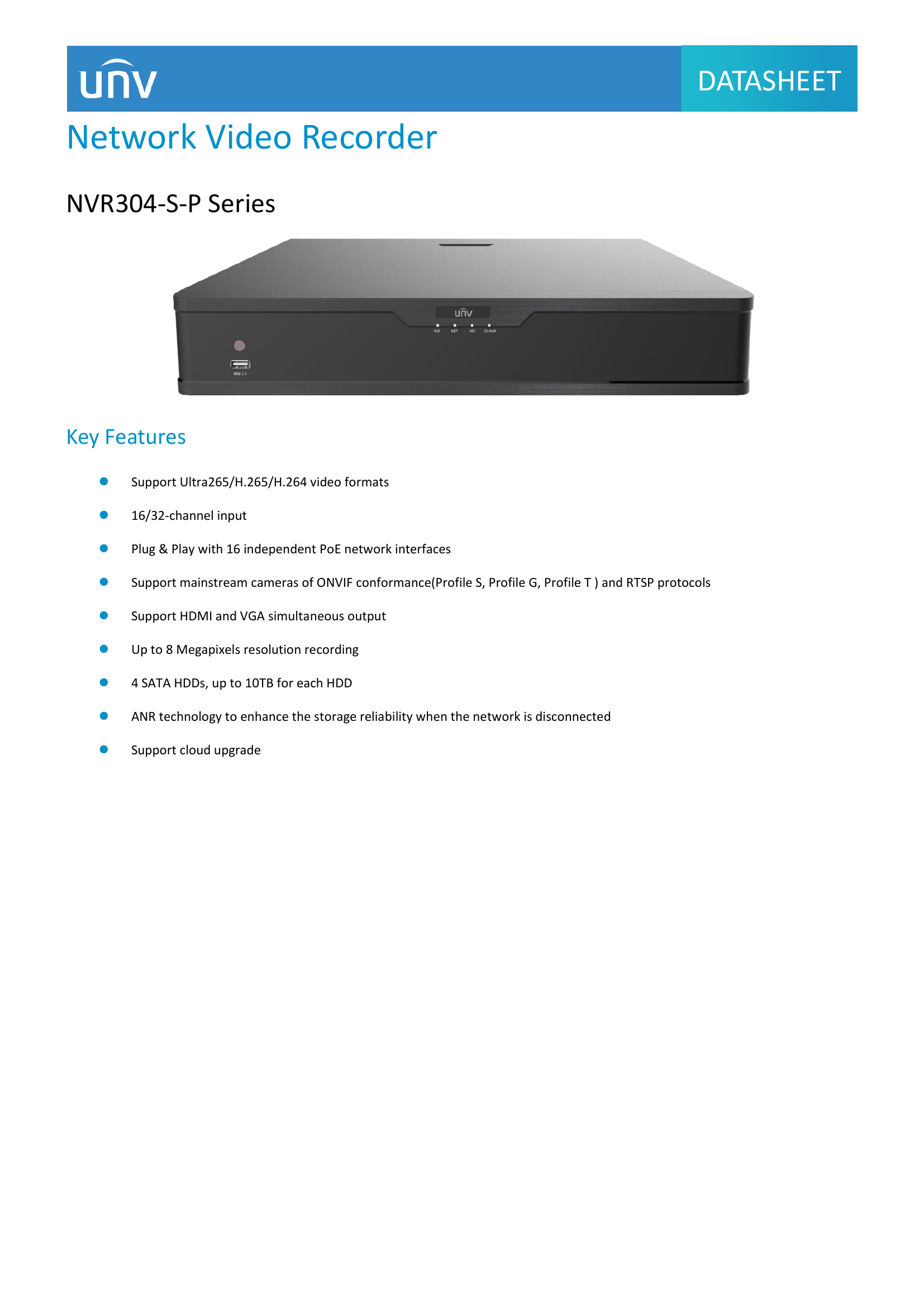 NVR304-16S-P16 16-Channel Standard PoE NVR