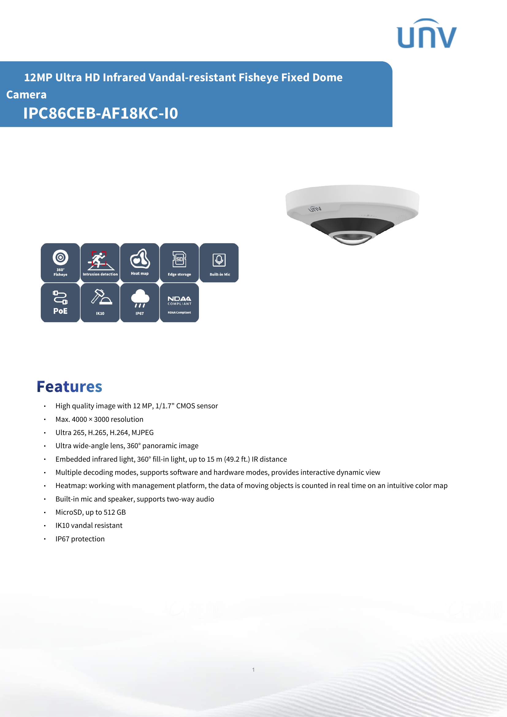 Fisheye 360° AI 12MP