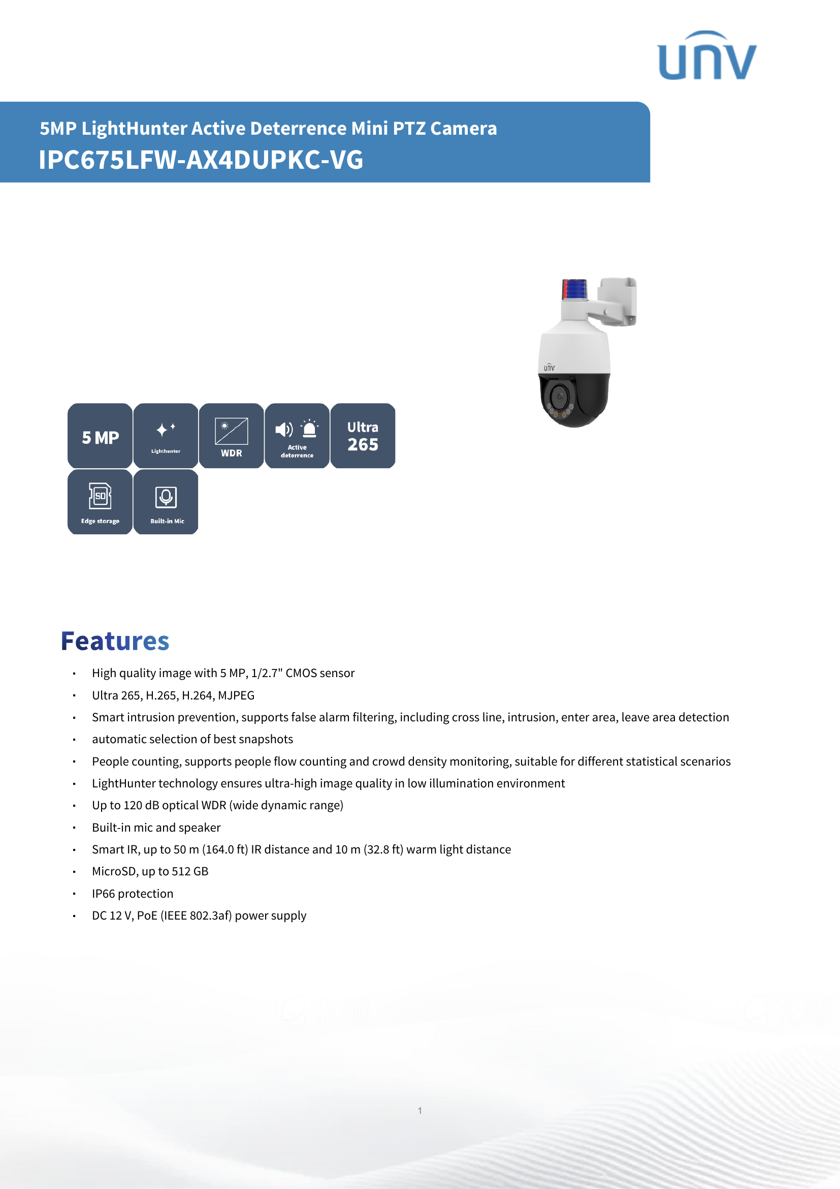 IPC675LFW-AX4DUPKC-VG 3" PTZ Active Deterrence 5MP