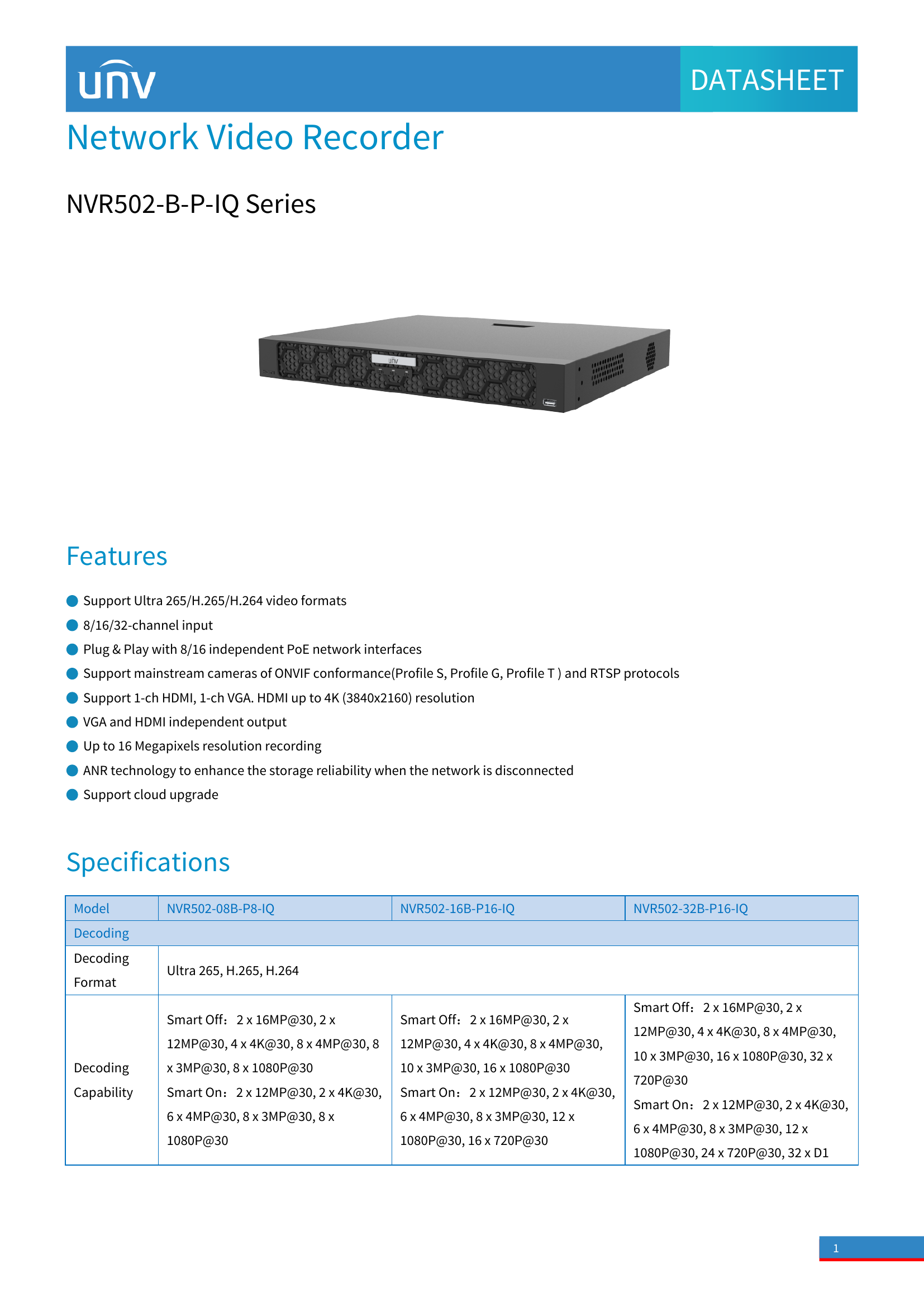 NVR502‑16B‑P16‑IQ • 16‑Channel 16 PoE NVR