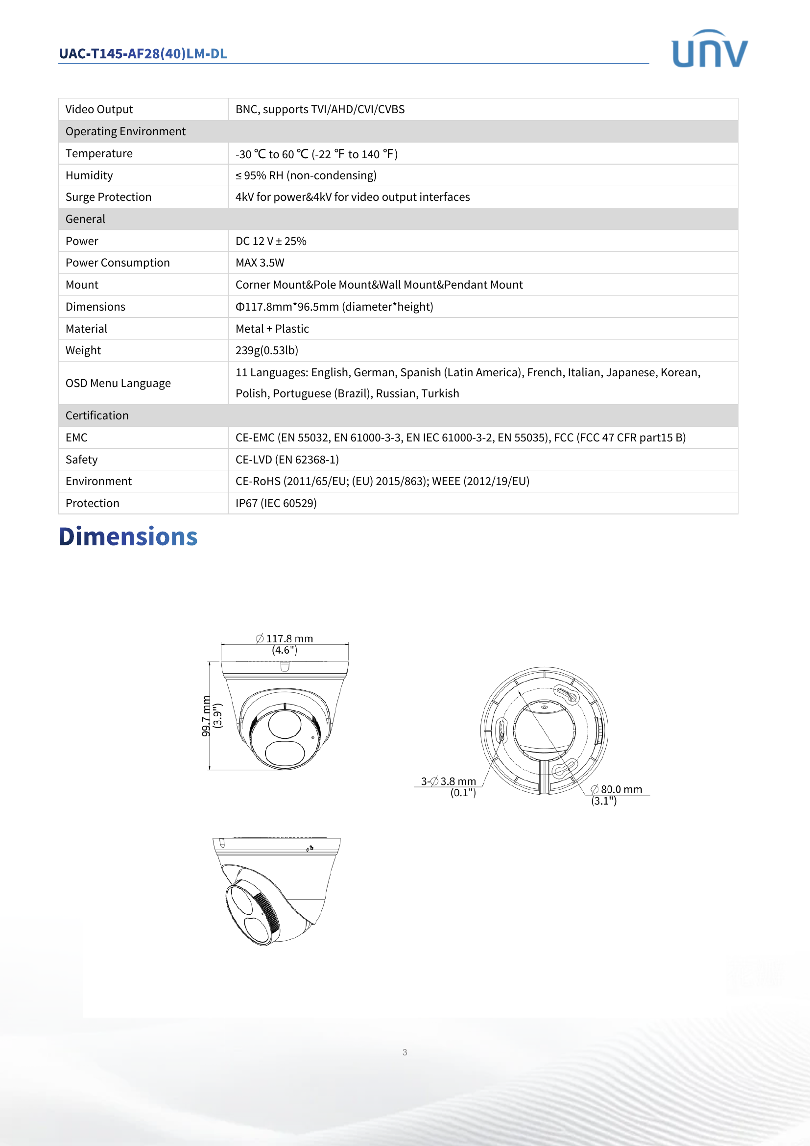 UAC-T145-AF28M-DL LightHunter Turret Dual-Light 5MP