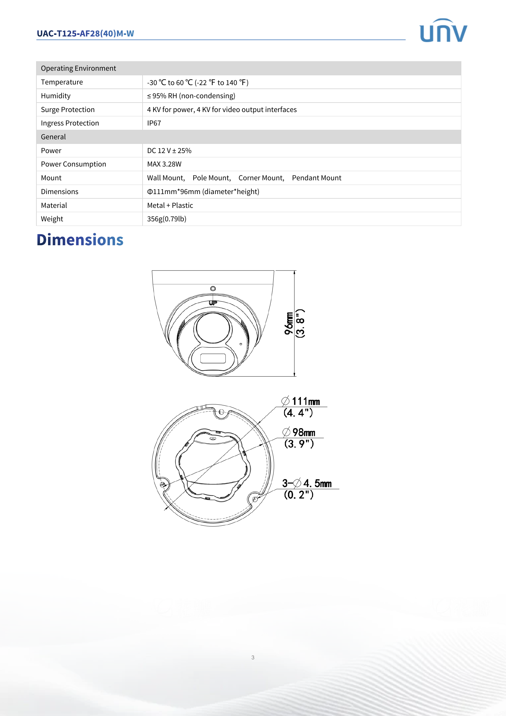 UAC-T125-AF28M-W ColorHunter Turret 5MP