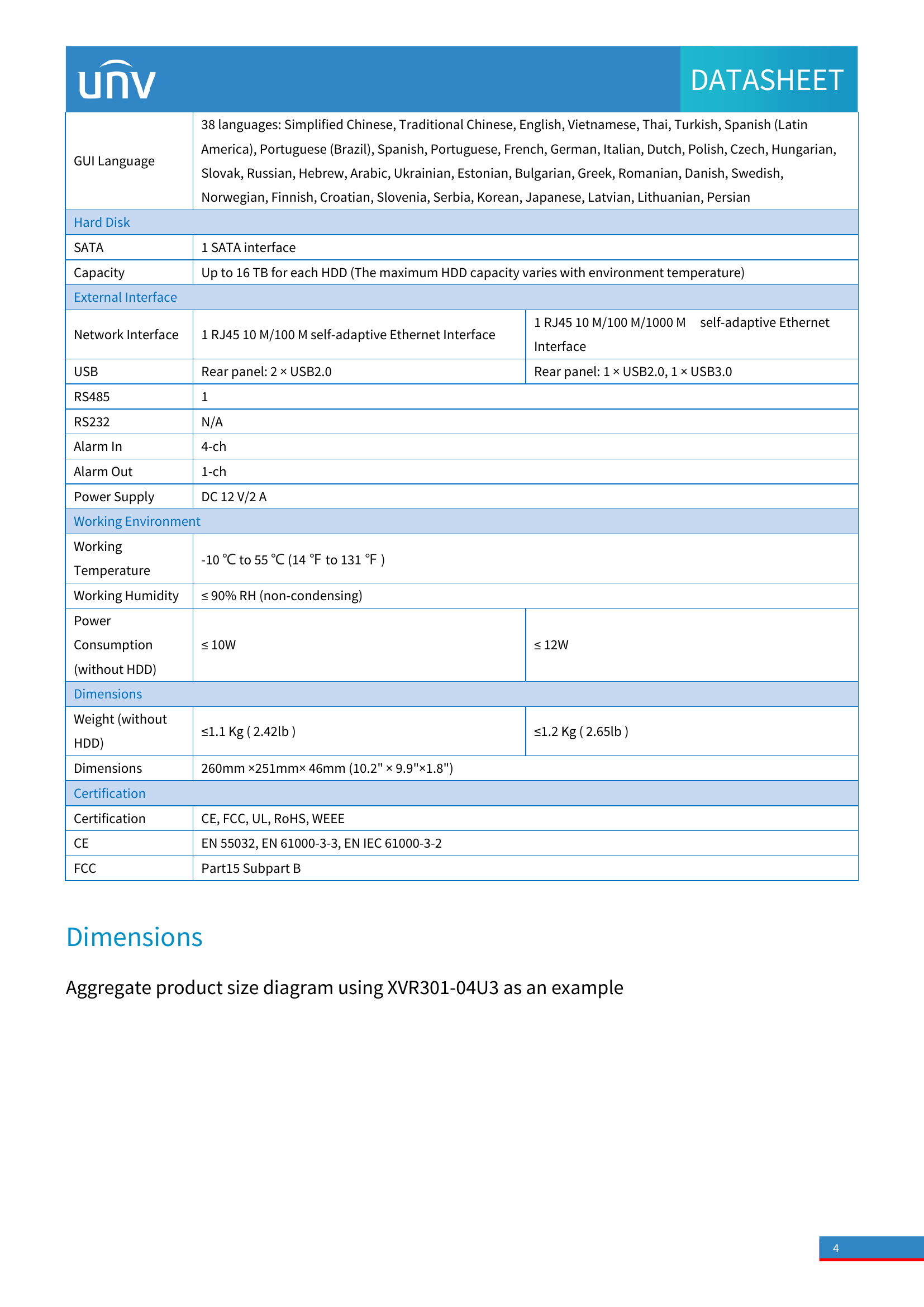 XVR301‑08U3 • 8‑Channel Hybrid DVR