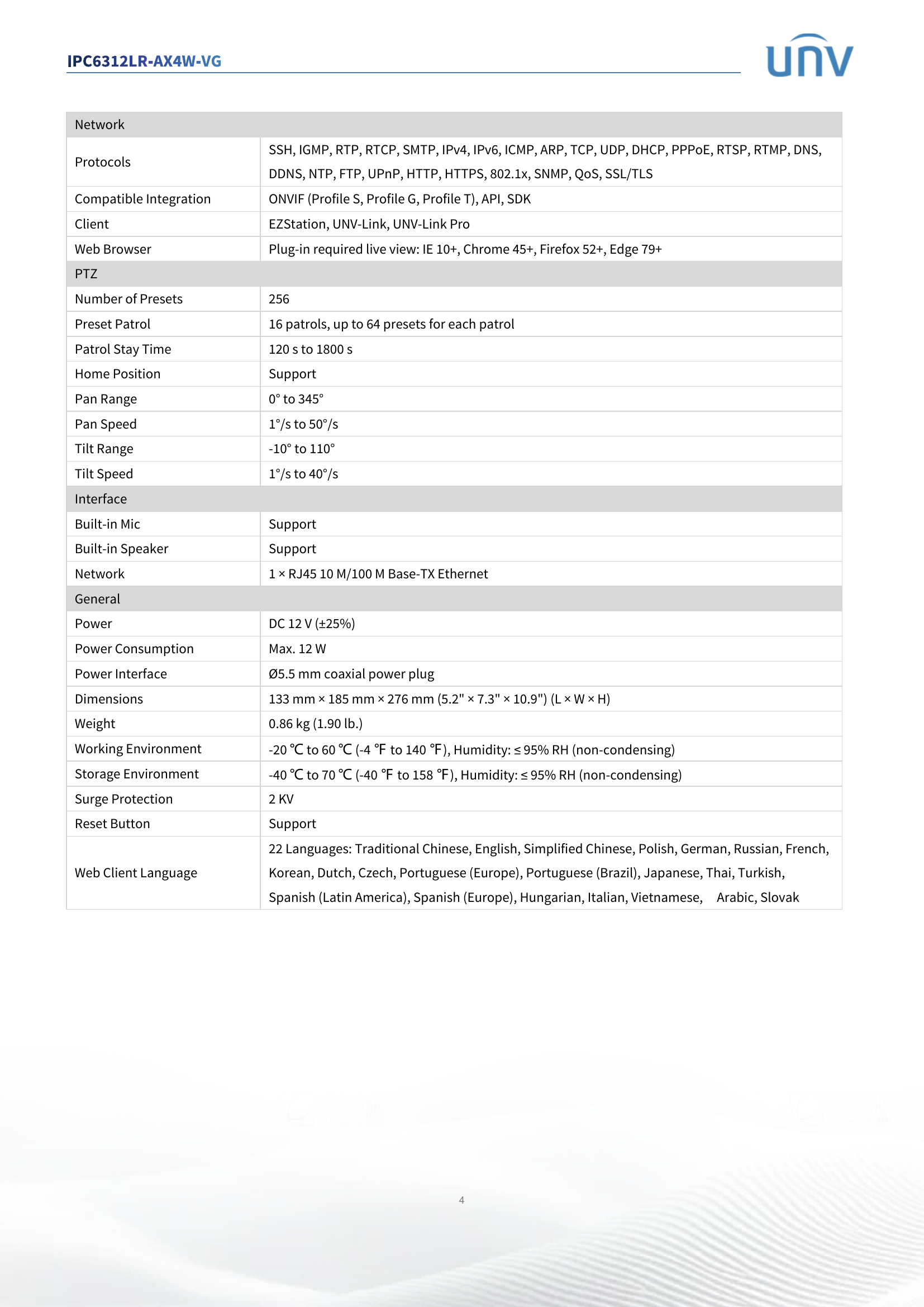 IPC6312LR-AX4W-VG 3" Wi-Fi PTZ 2MP