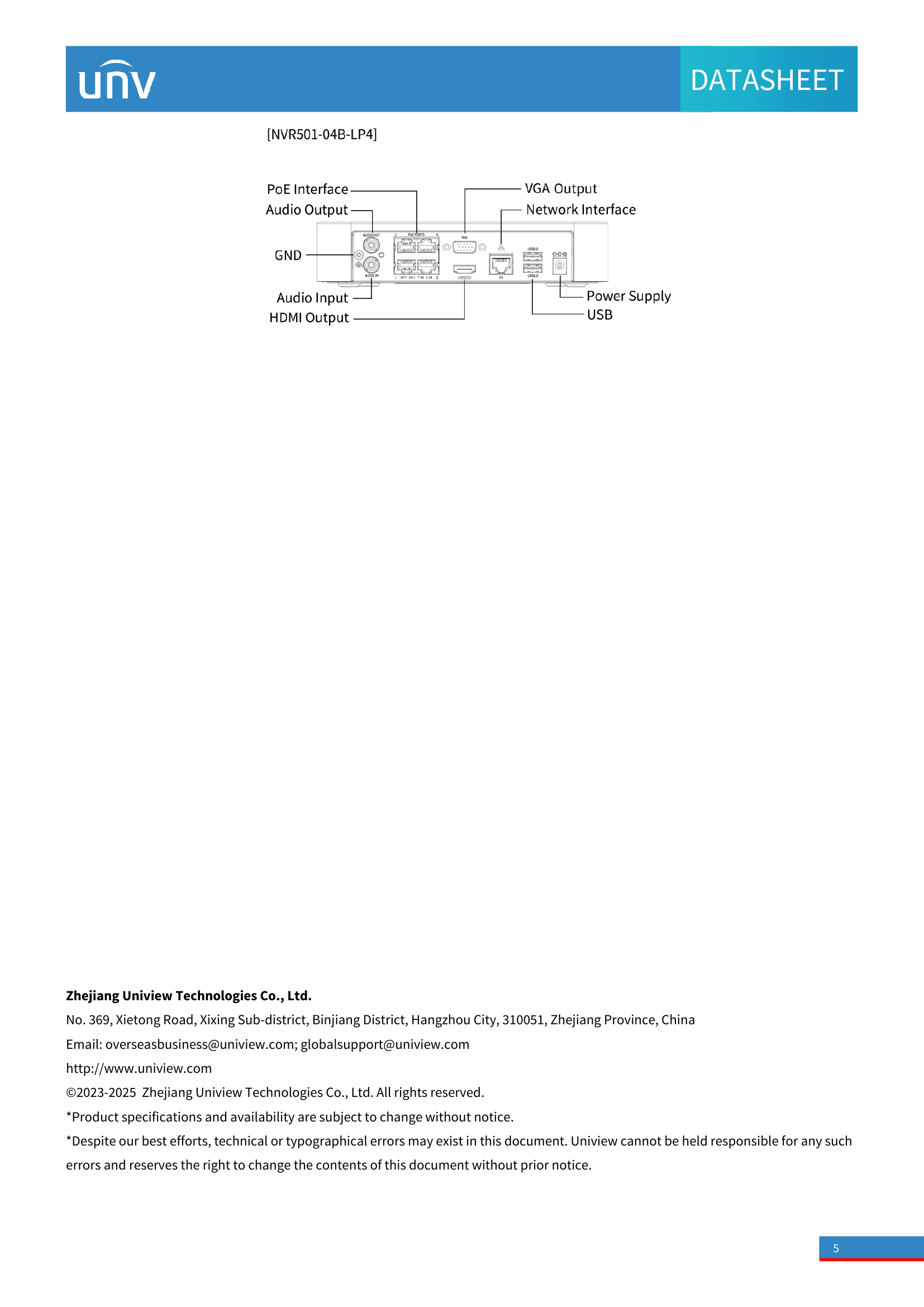 NVR501‑04B‑LP4 • 4‑Channel PoE NVR