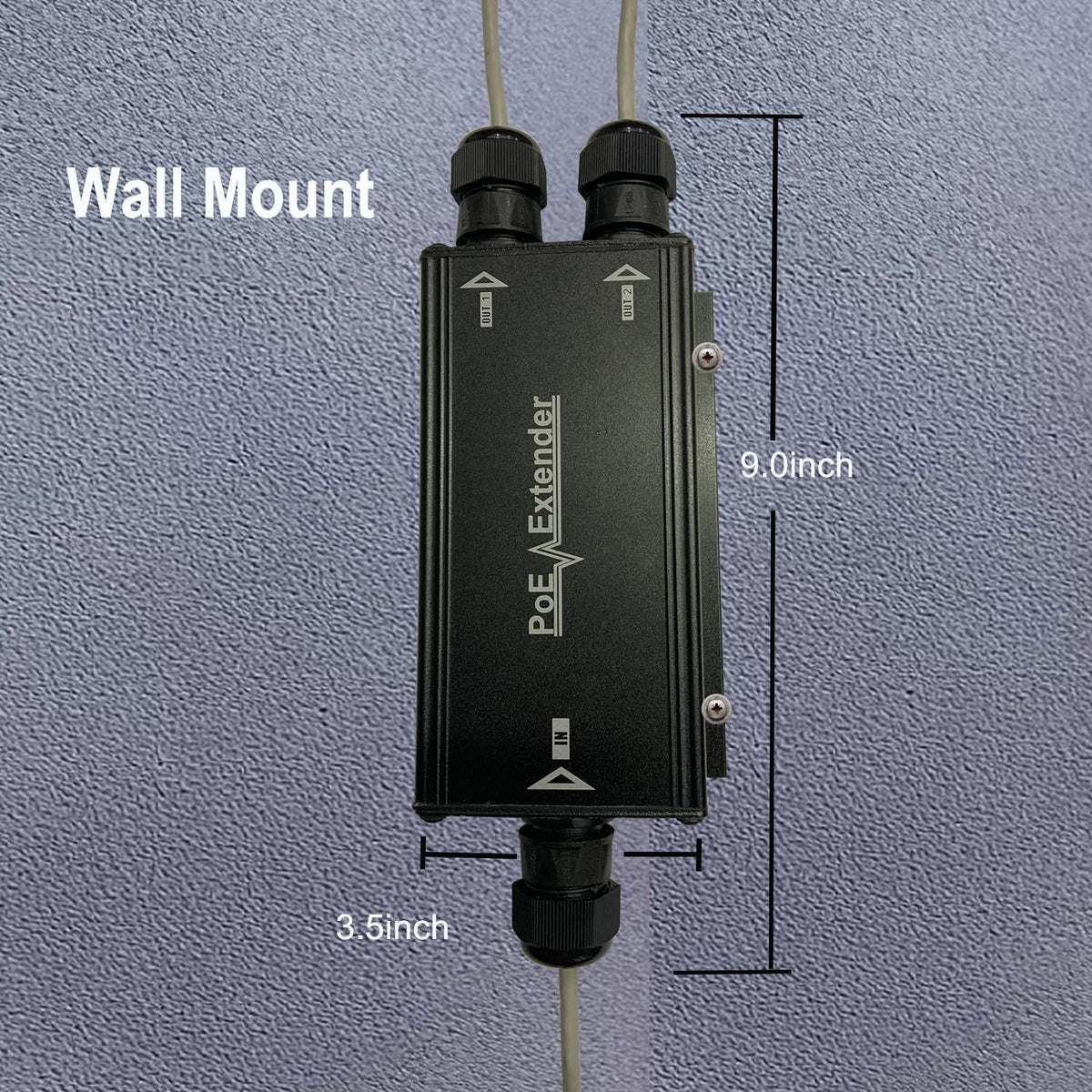 Wall mounted, approx. 9.0 x 3.5 inches