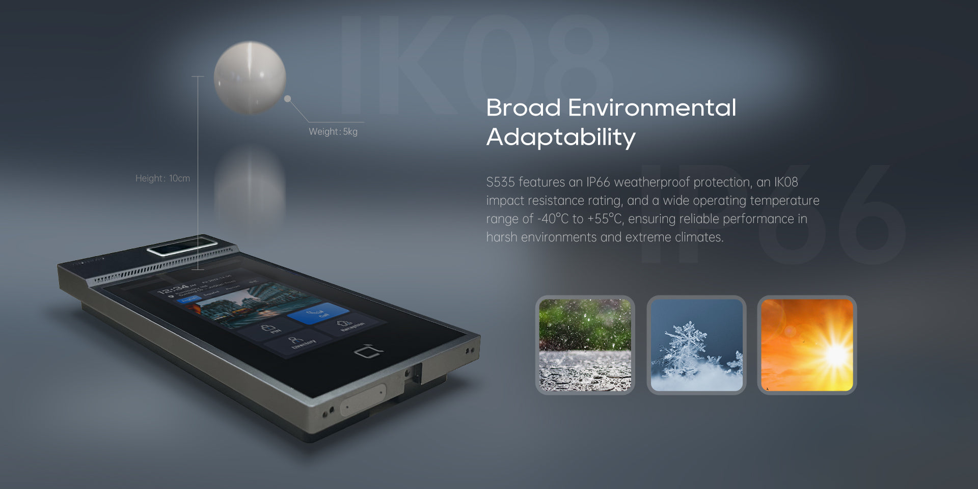 IP66 IK08 -40C to +55C environmental adaptability
