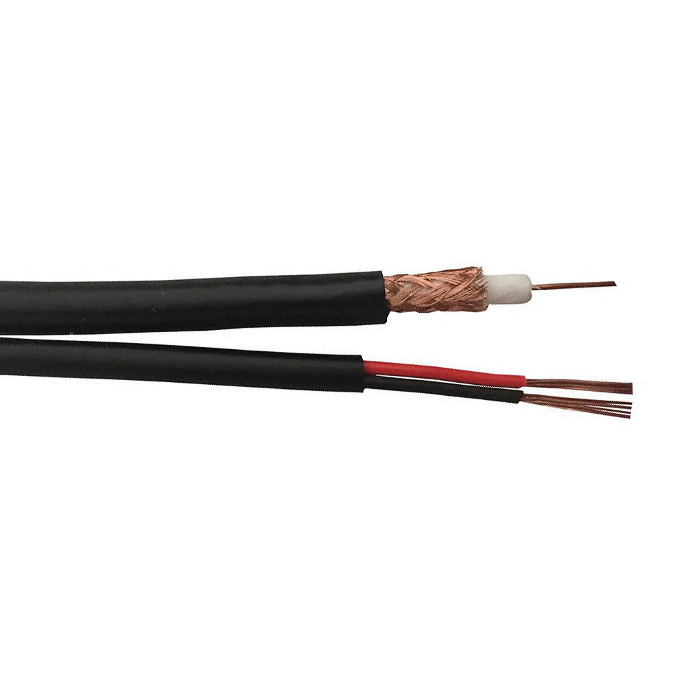 500 ft Siamese RG59 + 18/2 Power Cable – Black, 95% braid coverage