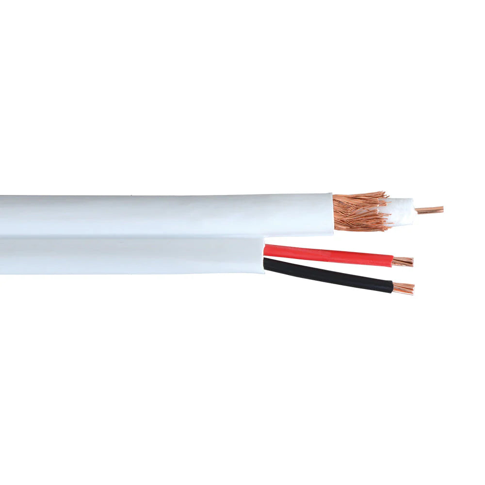 500 ft Siamese RG59 + 18/2 Power Cable – White, 95% braid coverage