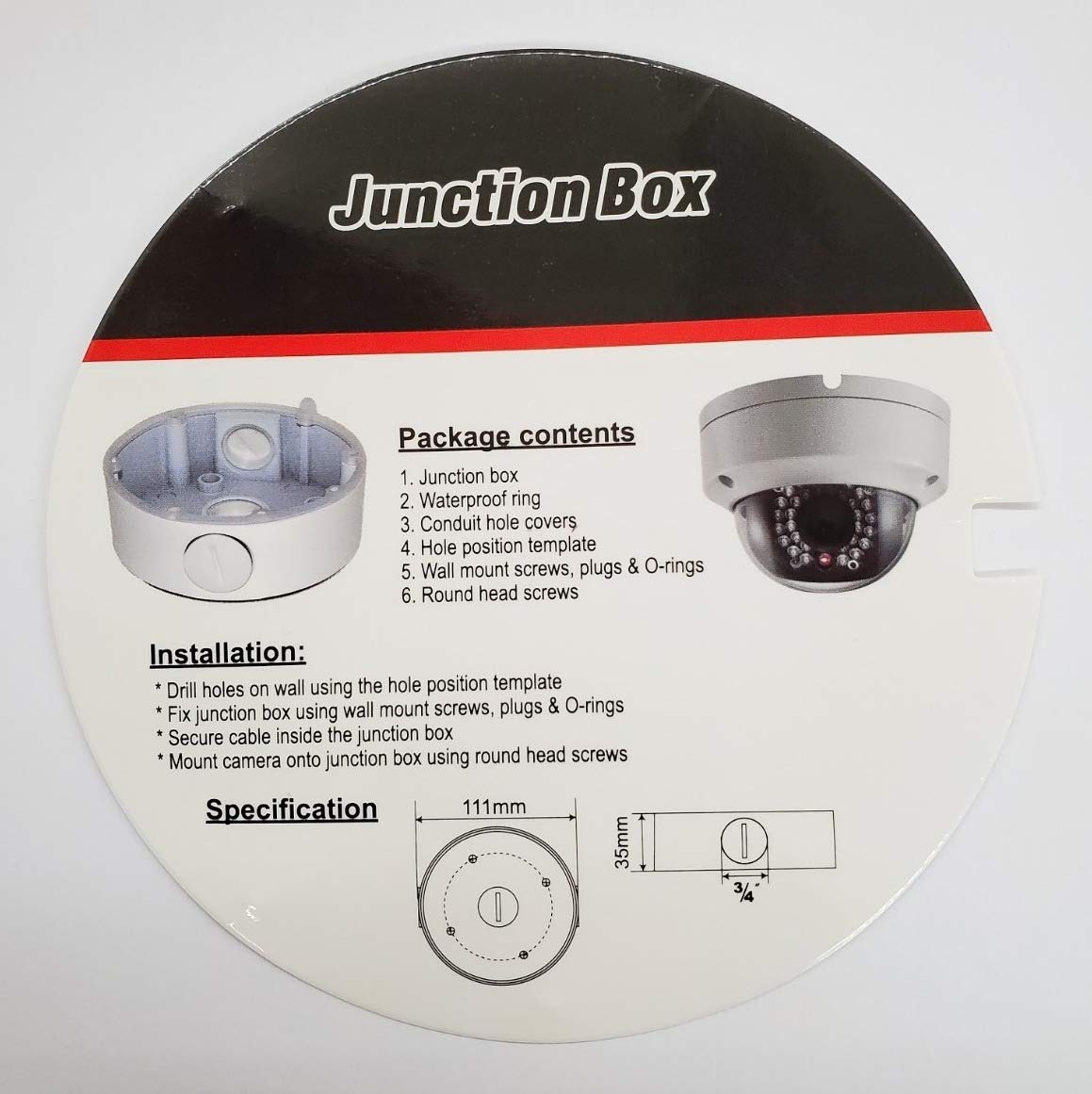 DS-1280ZJ-DM18 Conduit Base Junction Box for Dome Cameras