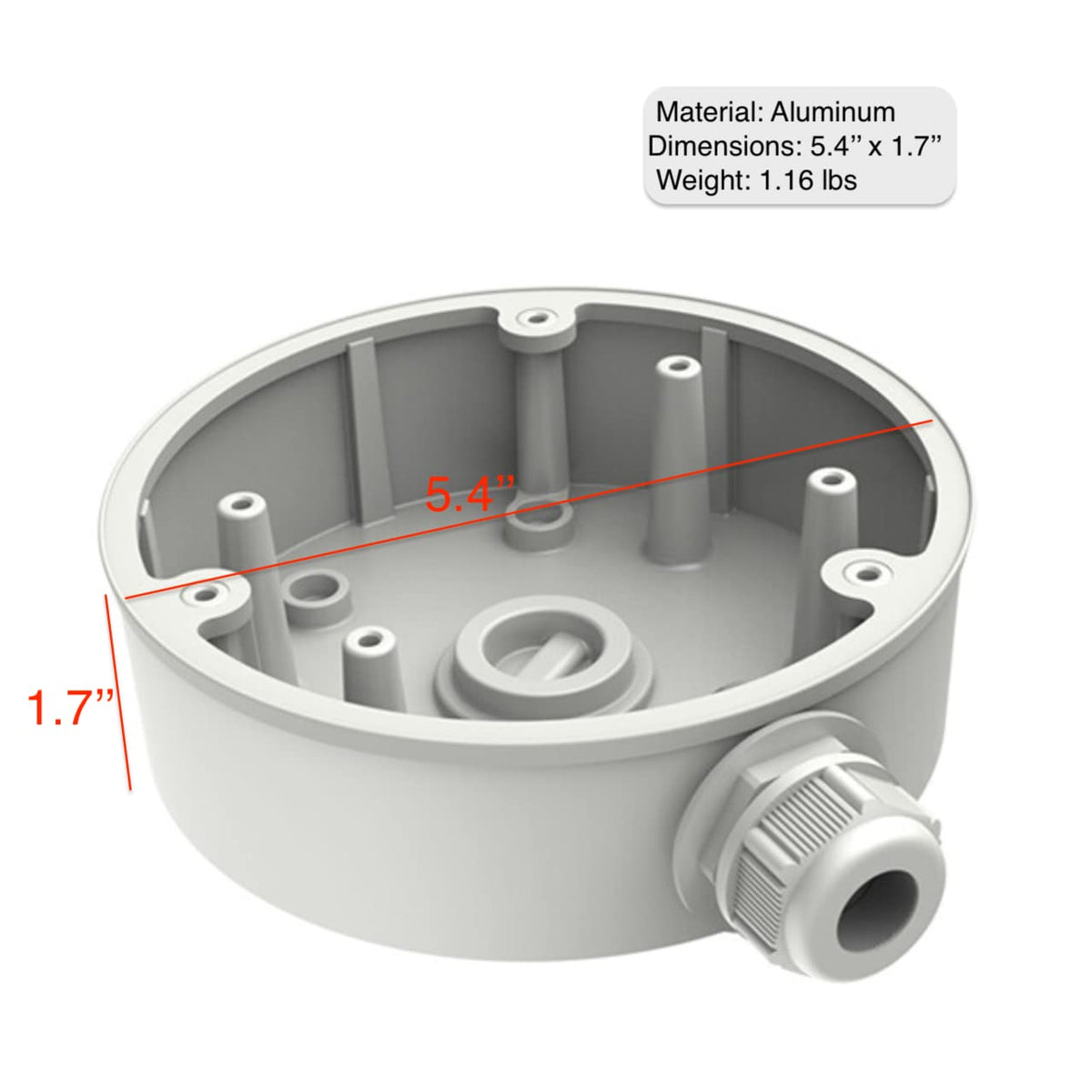 DS-1280ZJ-DM21 Conduit Base Junction Box for Dome Cameras — 5.4 inch