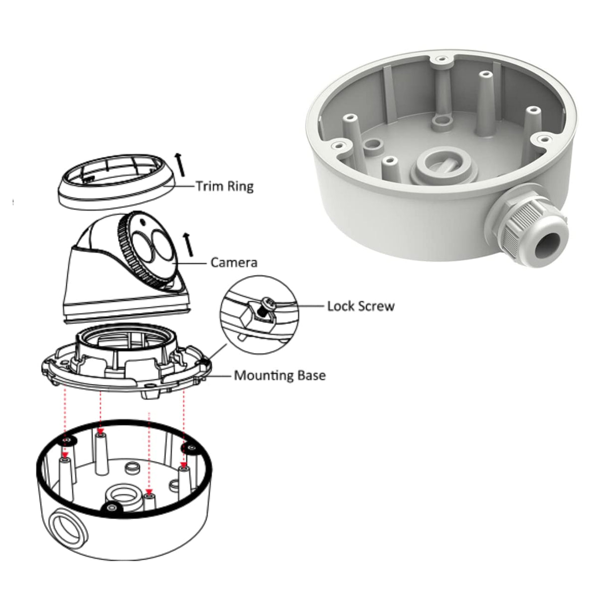 DS-1280ZJ-DM21 Conduit Base Junction Box for Dome Cameras — 5.4 inch