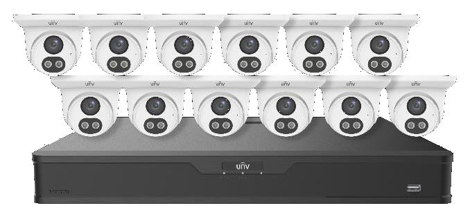 Uniview EK-BQ2P16UDLT412T4 16-channel 4K kit with 12 dual-light UMD turret cameras