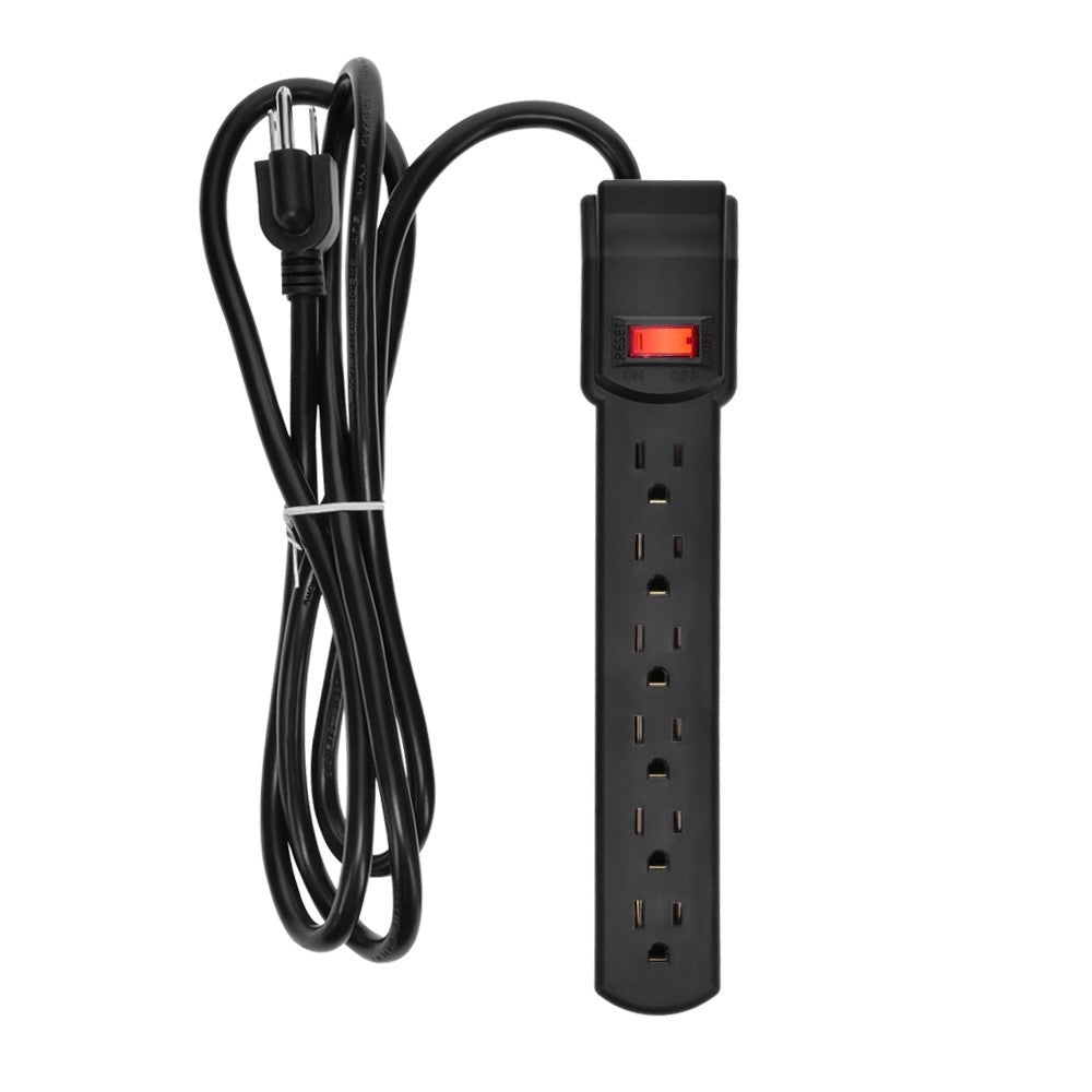 6 ft 6-outlet surge protector, black