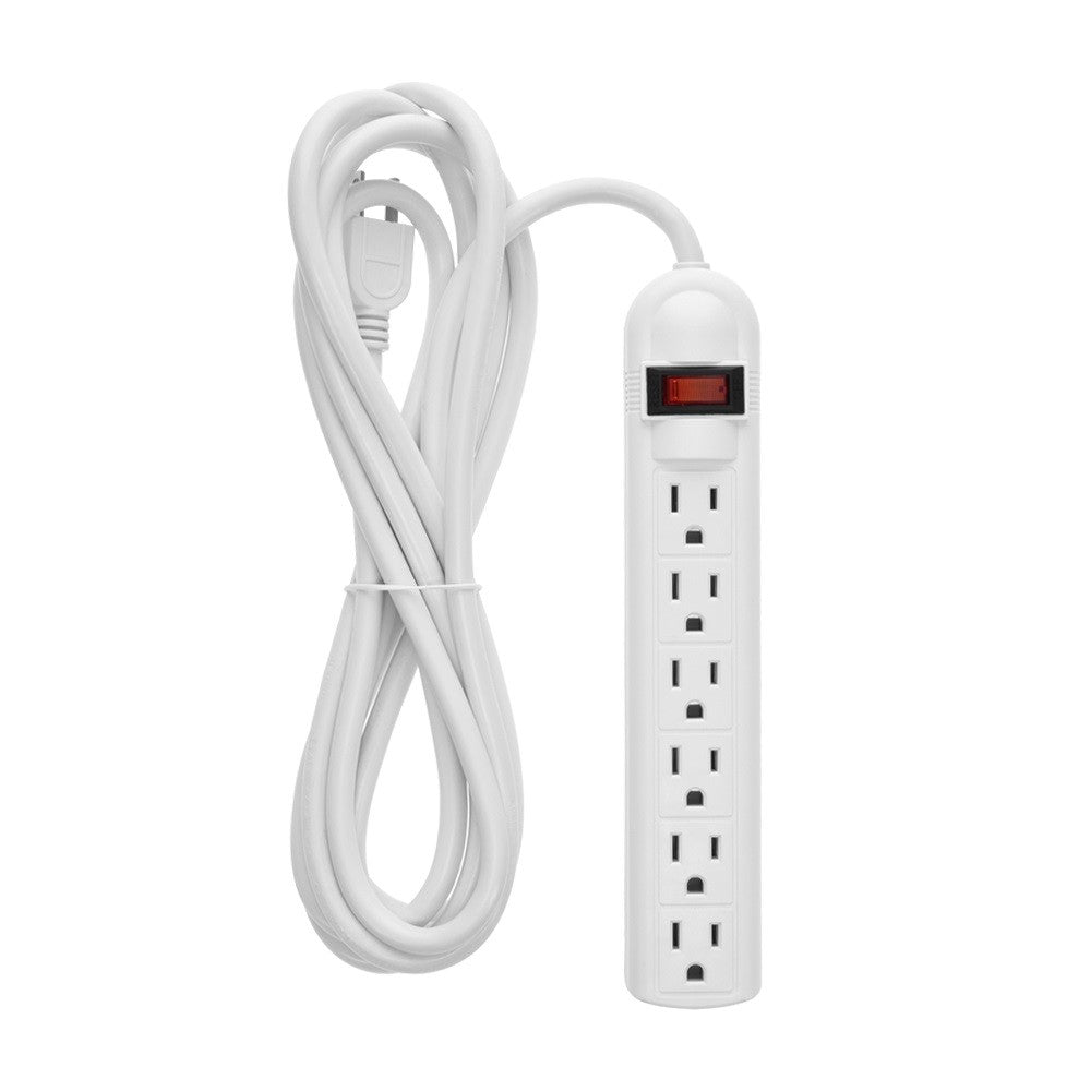 6 ft 6-outlet surge protector, white