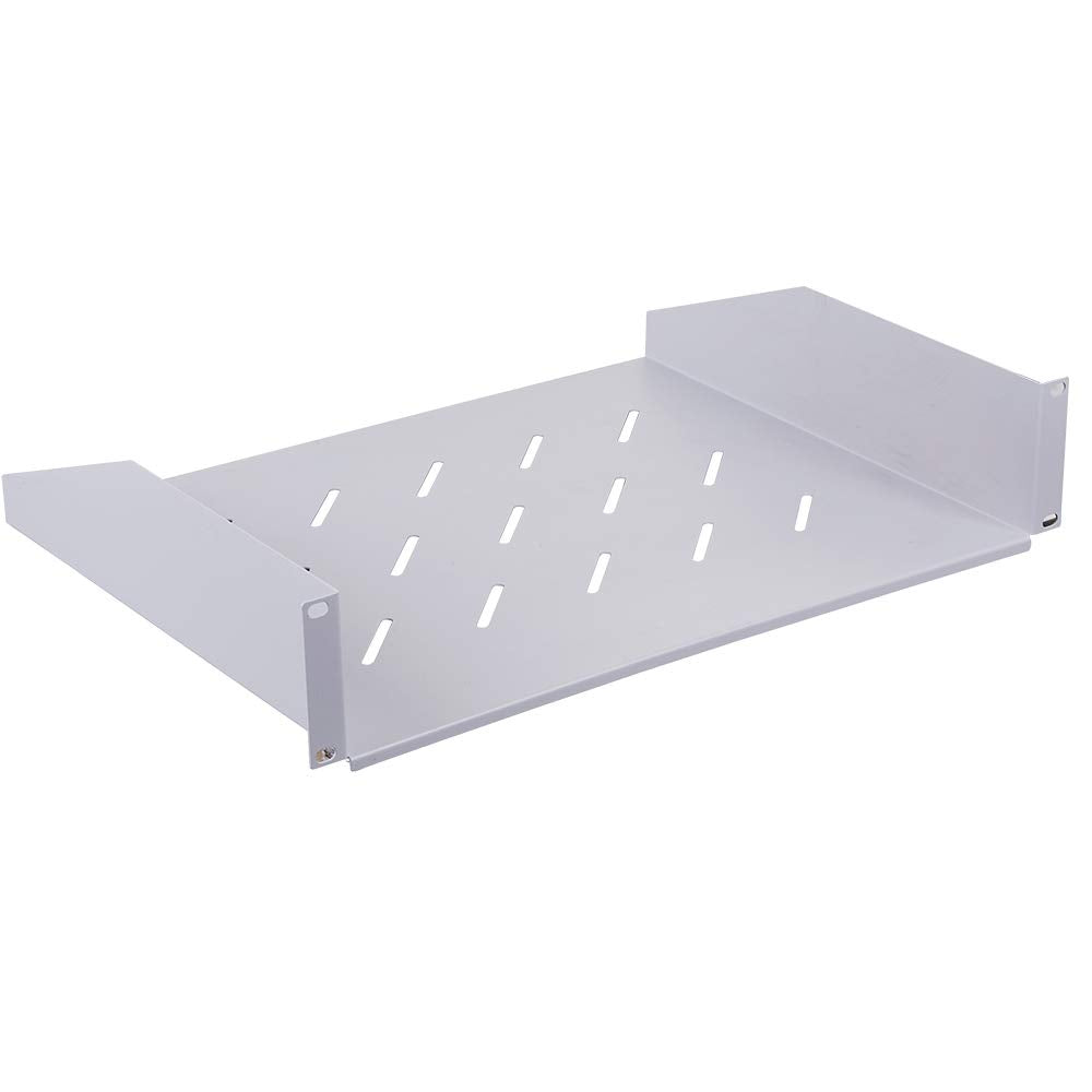 Kenuco Vented 19" Universal Rack Shelf | 10.5" Deep | Heavy-Duty | Steel (13.7'' x 2U White)