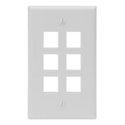 Kenuco White Keystone Wall Plate | Pack of 25 | 6 Port