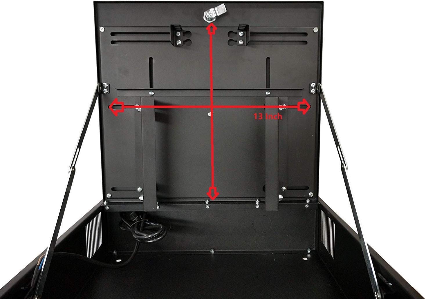 Kenuco Heavy Duty 16 Gauge Steel DVR Security Lockbox with Fan and Swing Open Top (24'' x 24'' x 8'' Black)