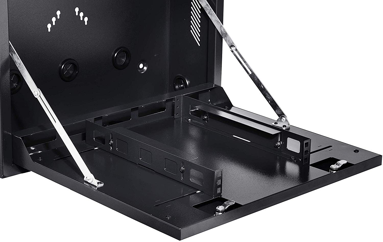 Kenuco Heavy Duty 16 Gauge Steel DVR Security Lockbox with Fan and Swing Open Top (24'' x 24'' x 8'' Black)